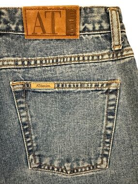 Vintage Ann Taylor AT Denim Slim Jeans 12R 90s High Rise Straight Leg Blue Wash